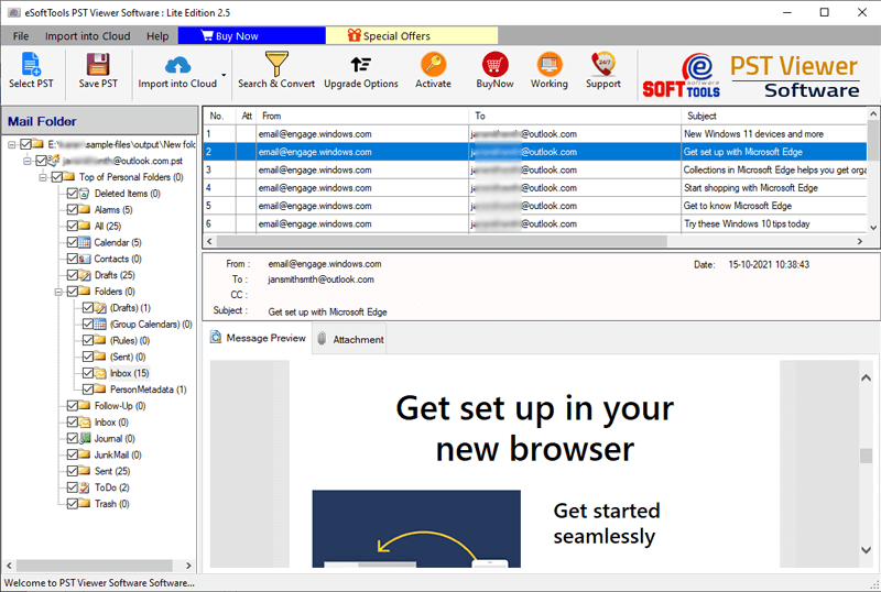 PST Viewer Software screenshot