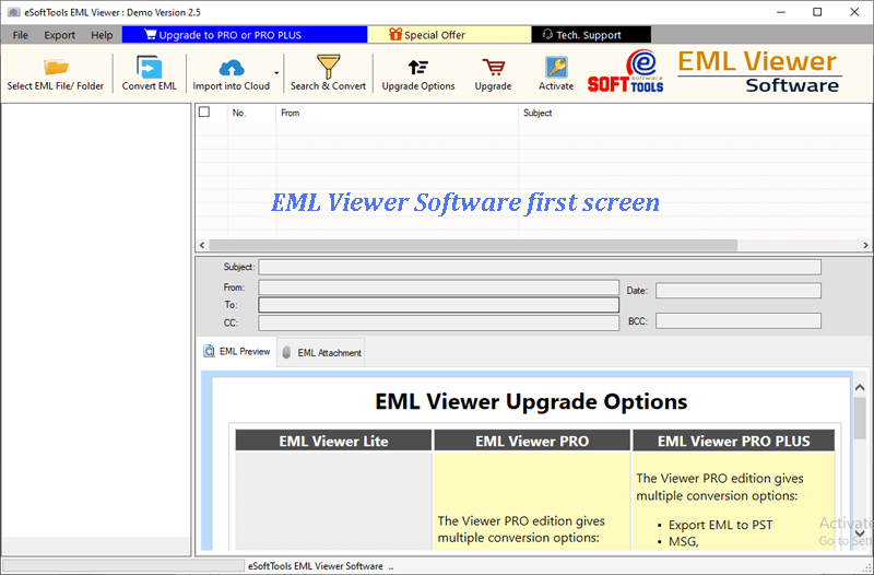 EML Viewer Tool first Screen