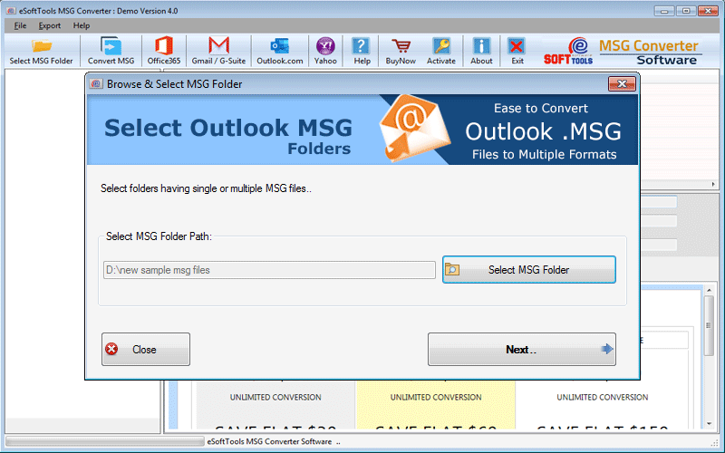 Select MSG file or folder